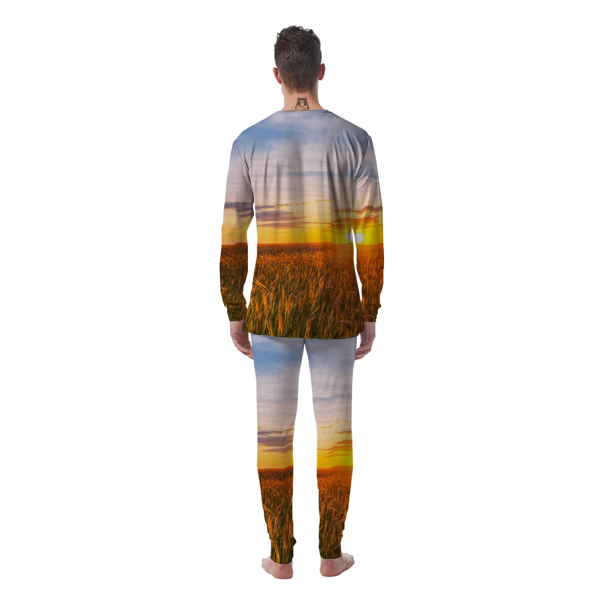 Field Sunrise Print Men's Pajamas-grizzshop