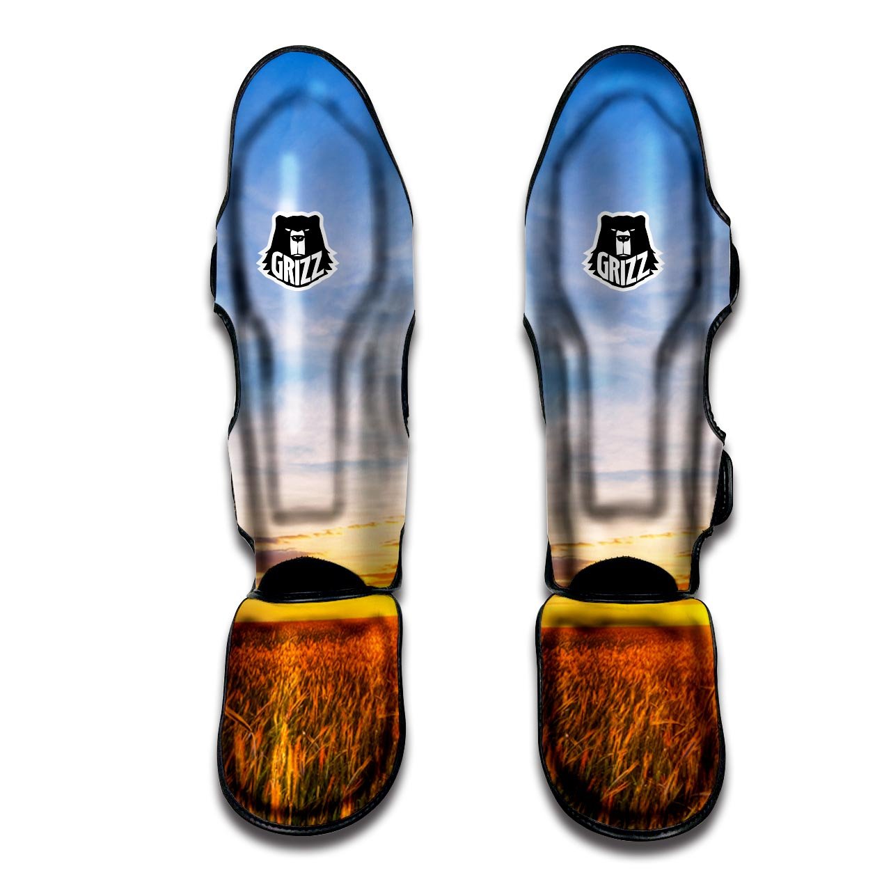 Field Sunrise Print Muay Thai Shin Guards-grizzshop