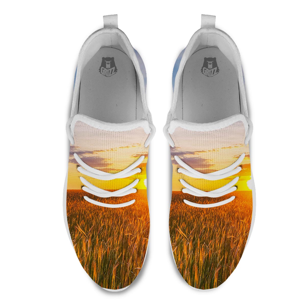 Field Sunrise Print White Athletic Shoes-grizzshop