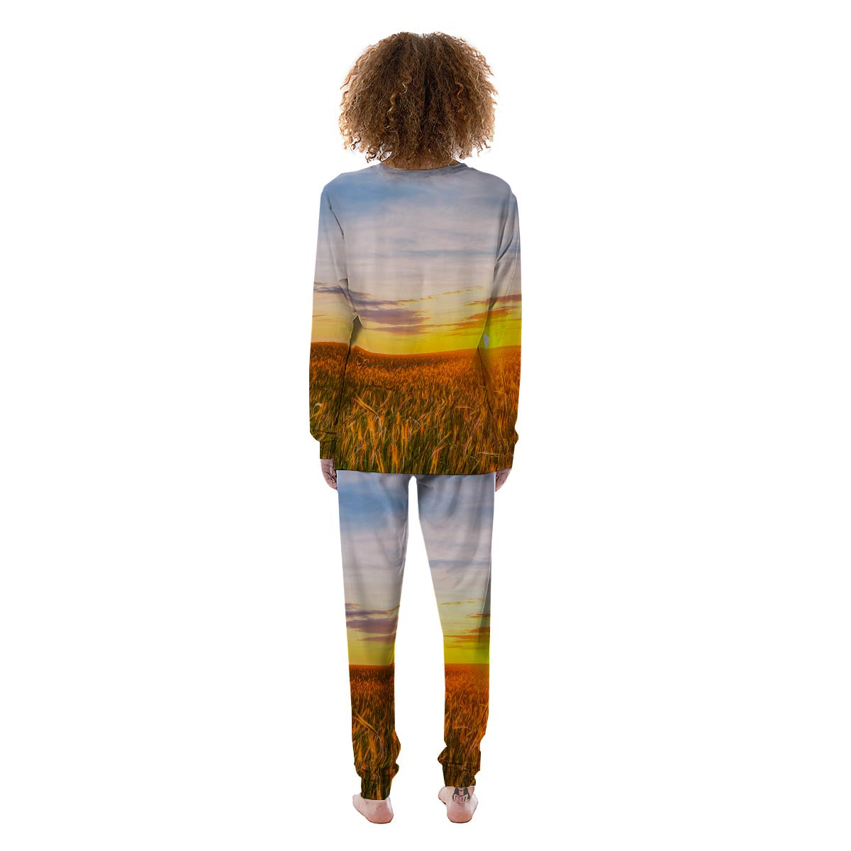 Field Sunrise Print Women's Pajamas-grizzshop