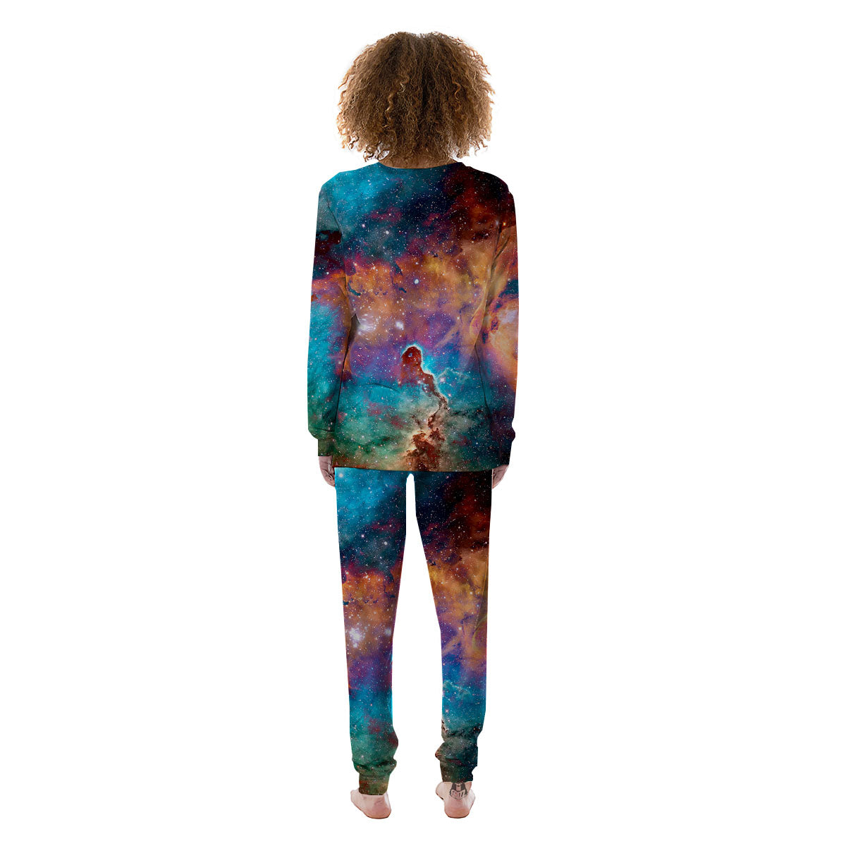 Fiery Universe Nebula Galaxy Space Print Women's Pajamas-grizzshop