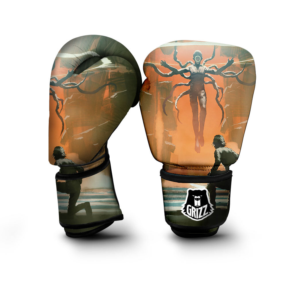 Fight With Alien Print Boxing Gloves-grizzshop