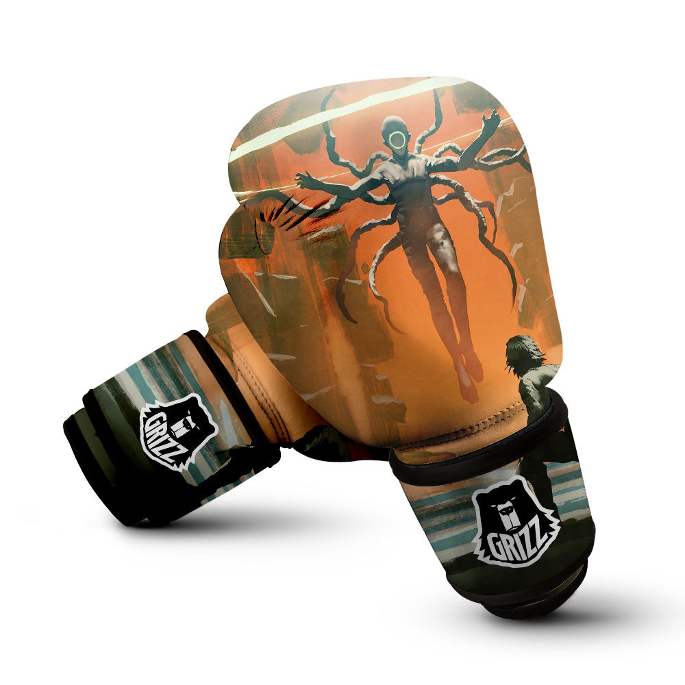 Fight With Alien Print Boxing Gloves-grizzshop