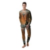 Fight With Alien Print Men's Pajamas-grizzshop