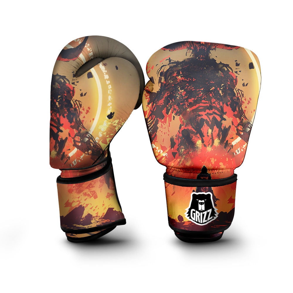 Fight With Demon Print Boxing Gloves-grizzshop