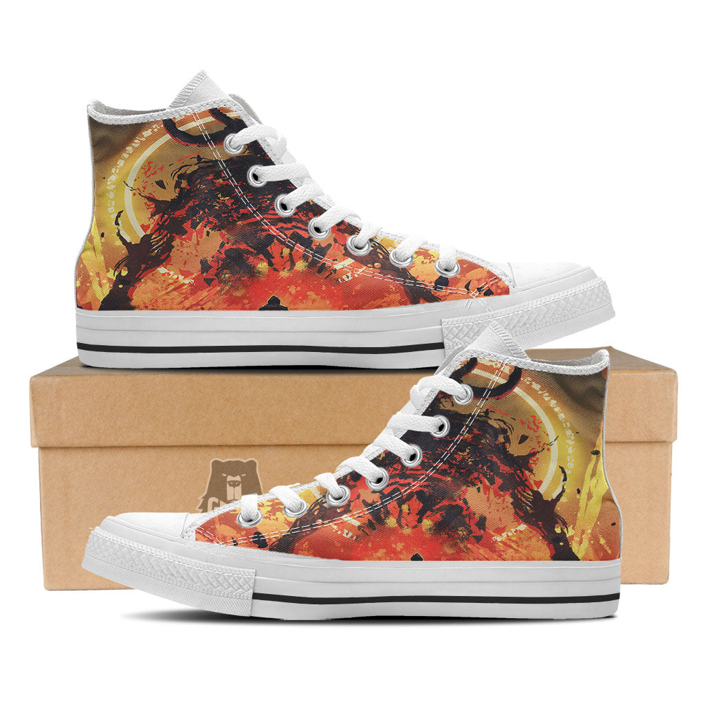 Fight With Demon Print White High Top Shoes-grizzshop