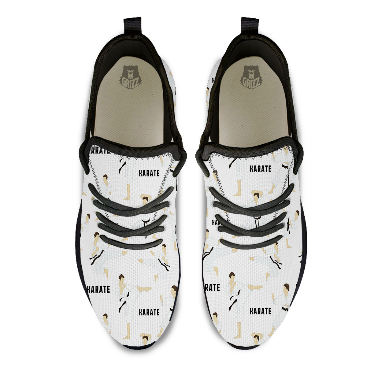 Fighter Karate Print Pattern Black Athletic Shoes-grizzshop