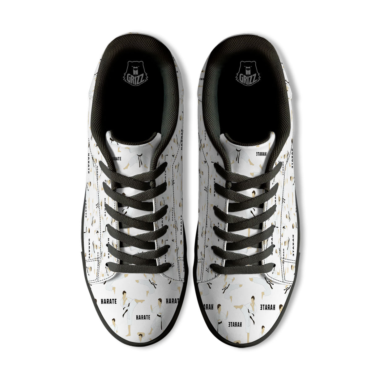 Fighter Karate Print Pattern Black Low Top Sneakers-grizzshop