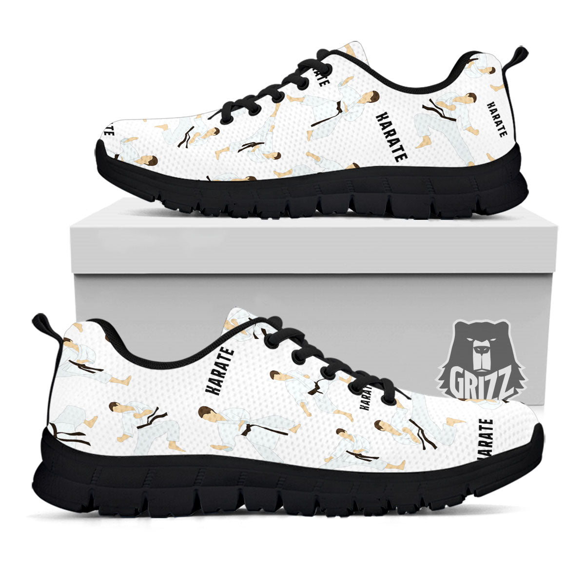 Fighter Karate Print Pattern Black Sneaker-grizzshop