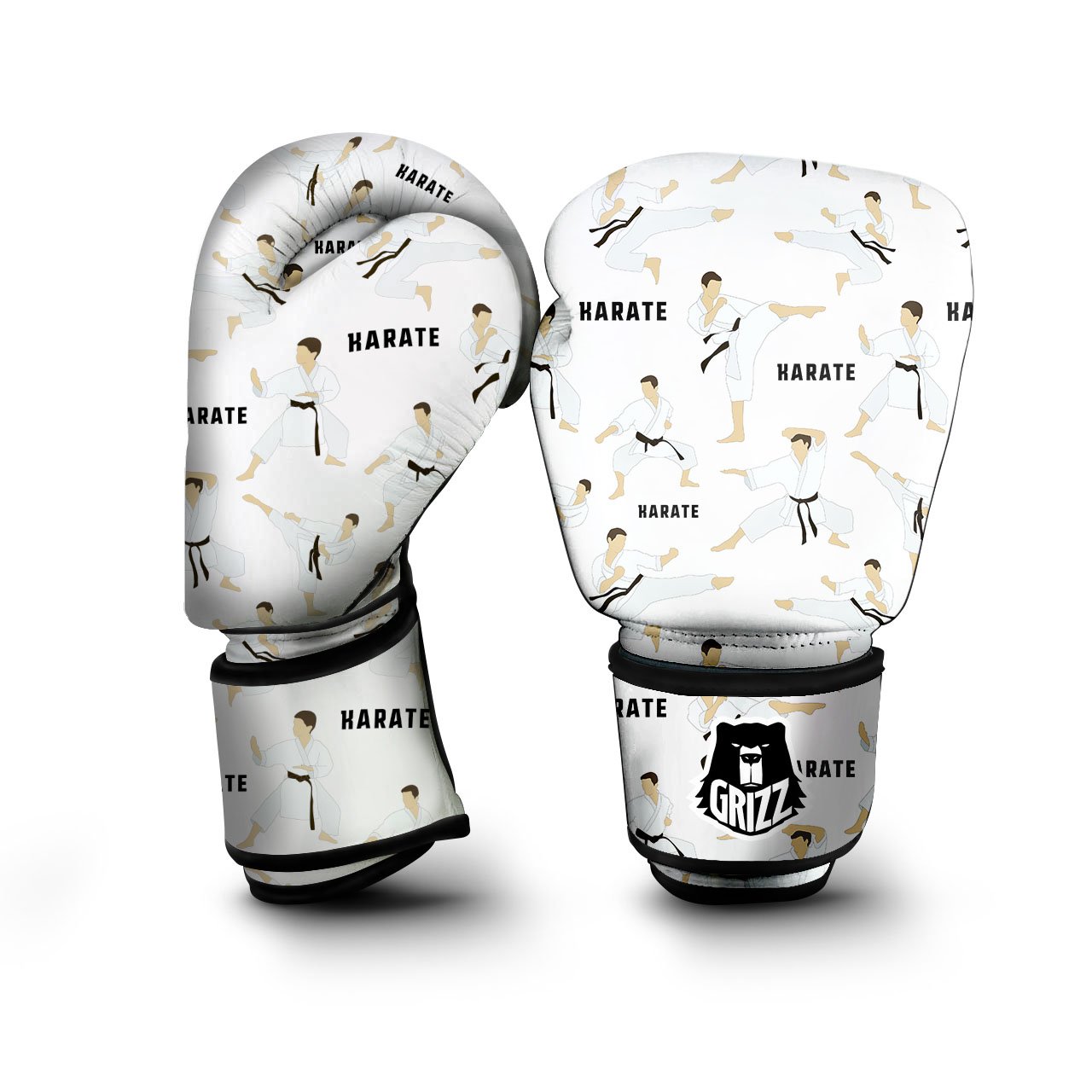 Fighter Karate Print Pattern Boxing Gloves-grizzshop