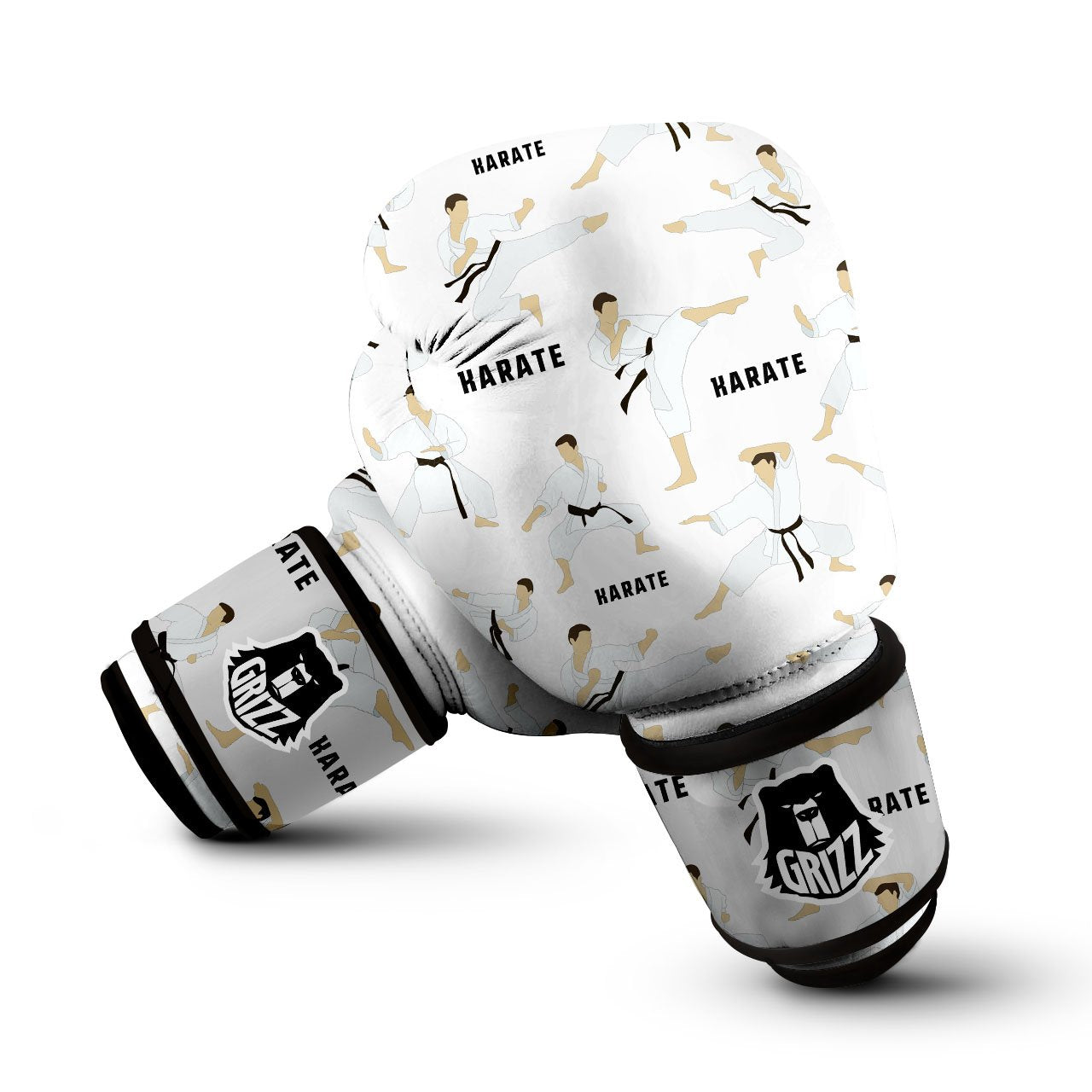 Fighter Karate Print Pattern Boxing Gloves-grizzshop