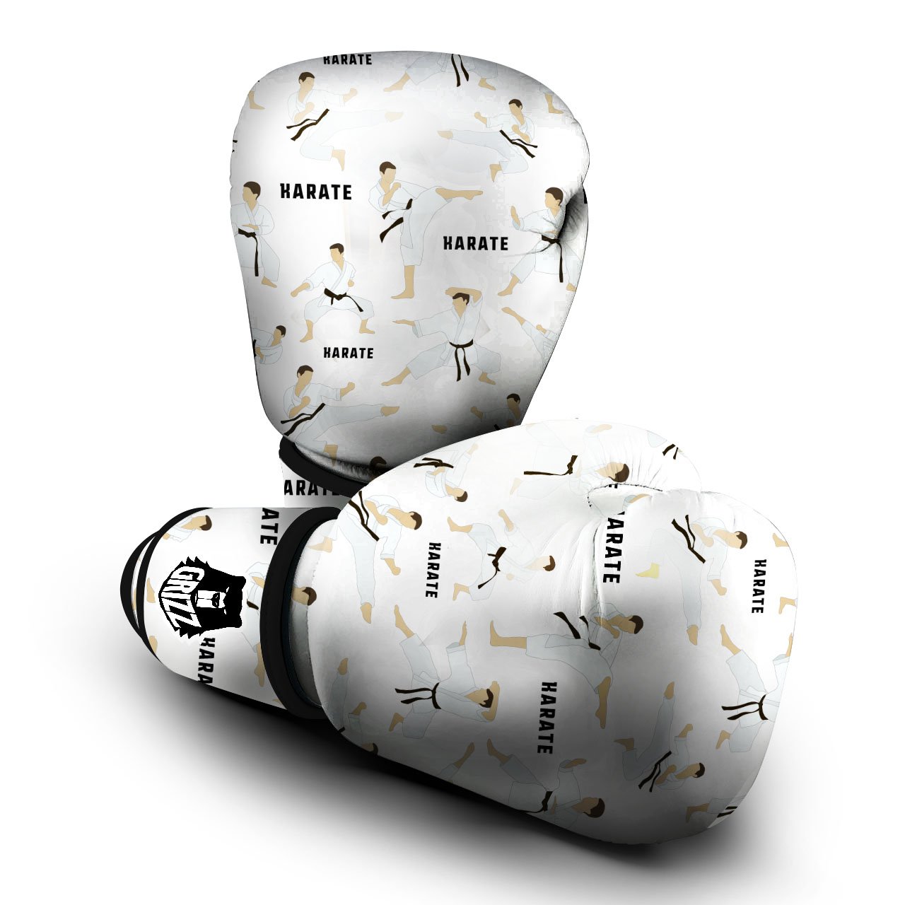 Fighter Karate Print Pattern Boxing Gloves-grizzshop