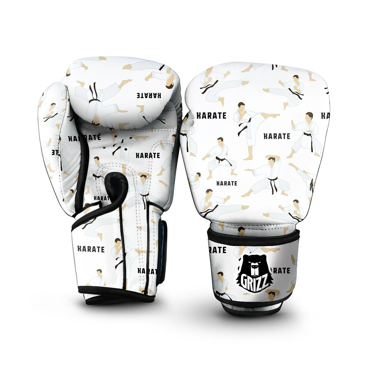 Fighter Karate Print Pattern Boxing Gloves-grizzshop