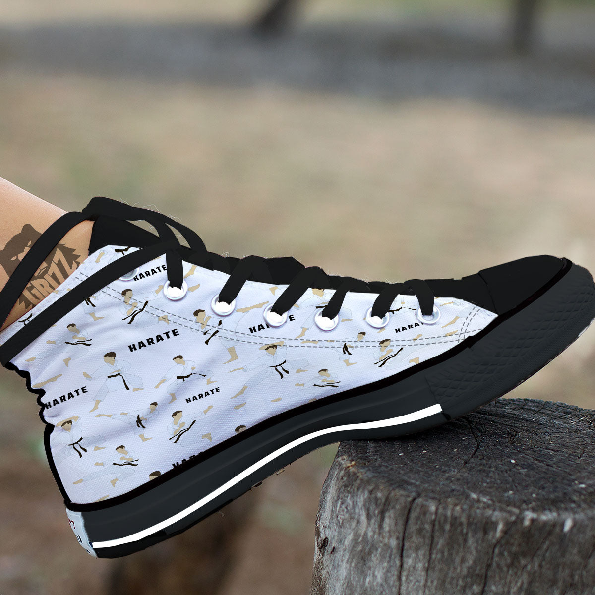 Fighter Karate Print Pattern High Top Shoes-grizzshop