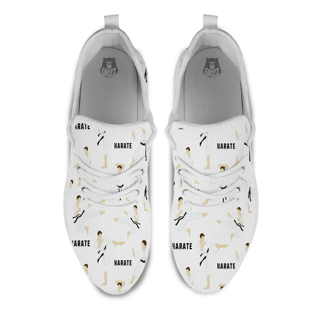 Fighter Karate Print Pattern White Athletic Shoes-grizzshop