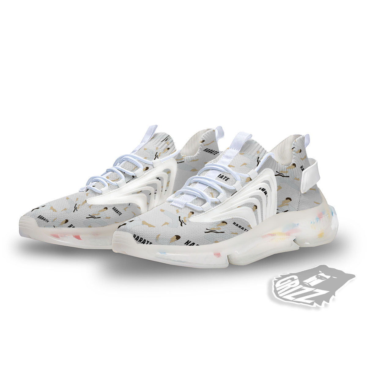 Fighter Karate Print Pattern White Gym Shoes-grizzshop