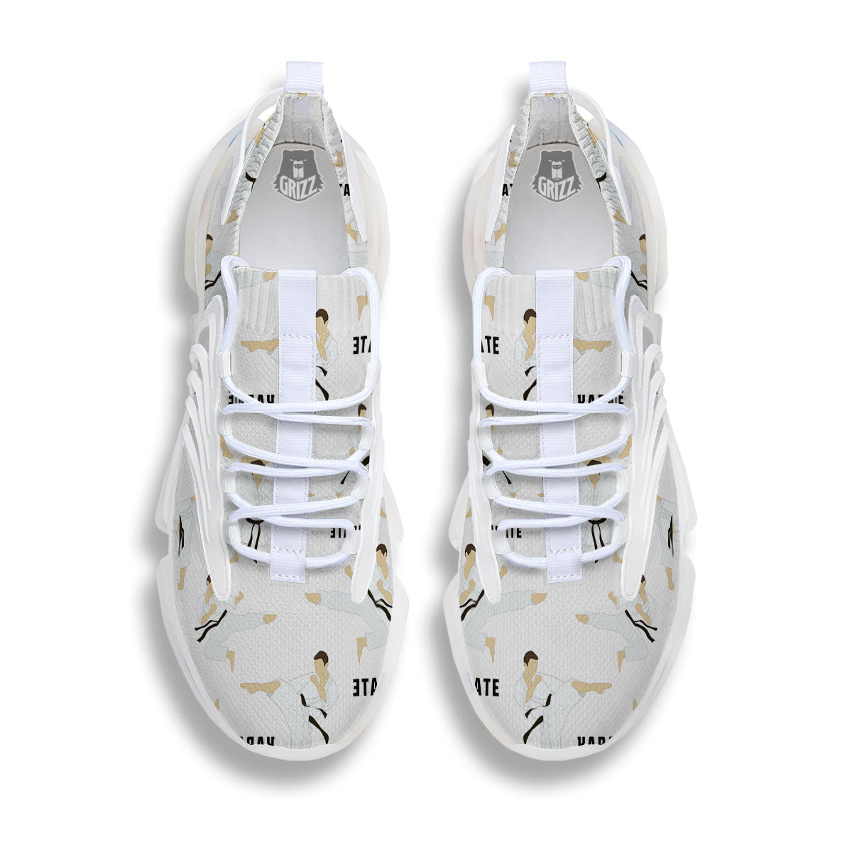 Fighter Karate Print Pattern White Gym Shoes-grizzshop