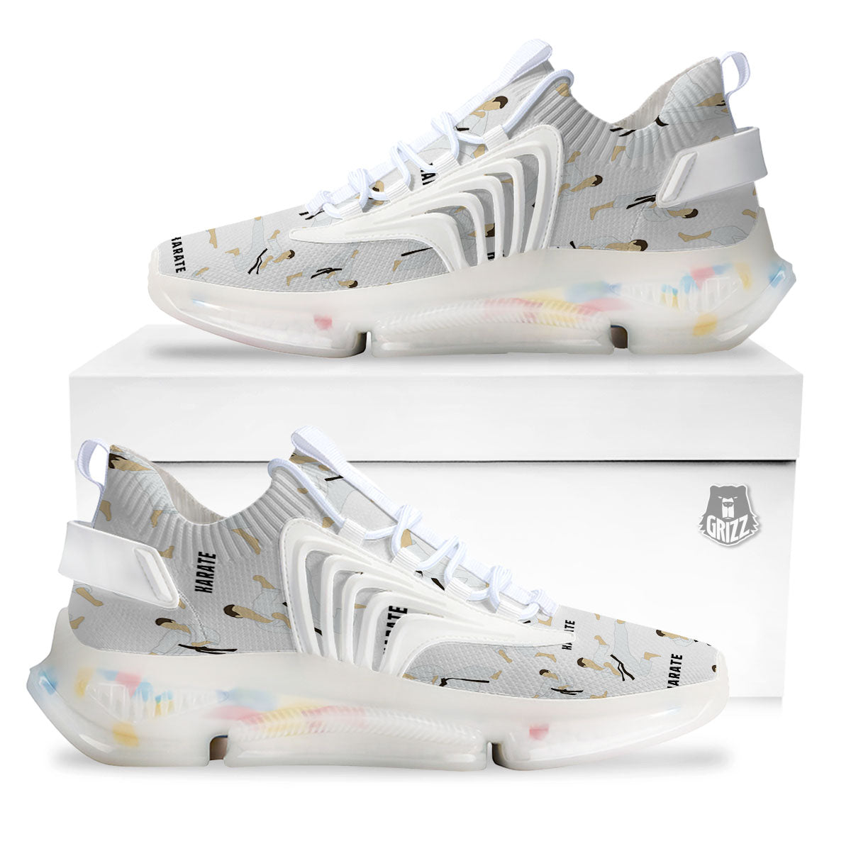 Fighter Karate Print Pattern White Gym Shoes-grizzshop