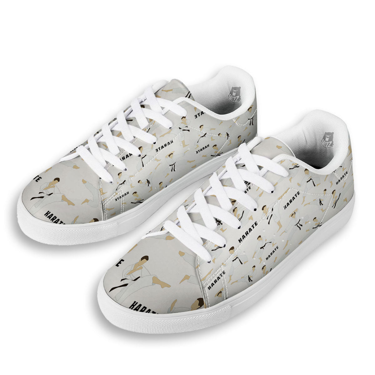 Fighter Karate Print Pattern White Low Top Sneakers-grizzshop