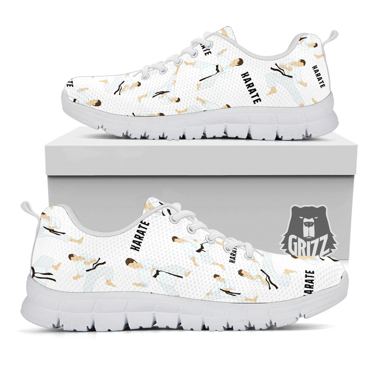 Fighter Karate Print Pattern White Sneaker-grizzshop