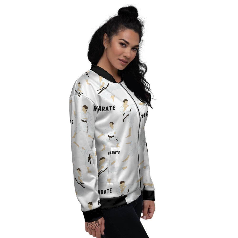 Fighter Karate Print Pattern Women's Bomber Jacket-grizzshop