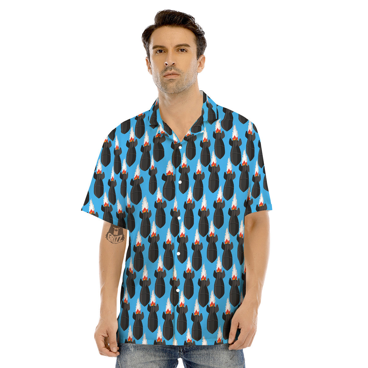 Fighting Rocket Air Bomb Print Pattern Men's Hawaiian Shirt-grizzshop