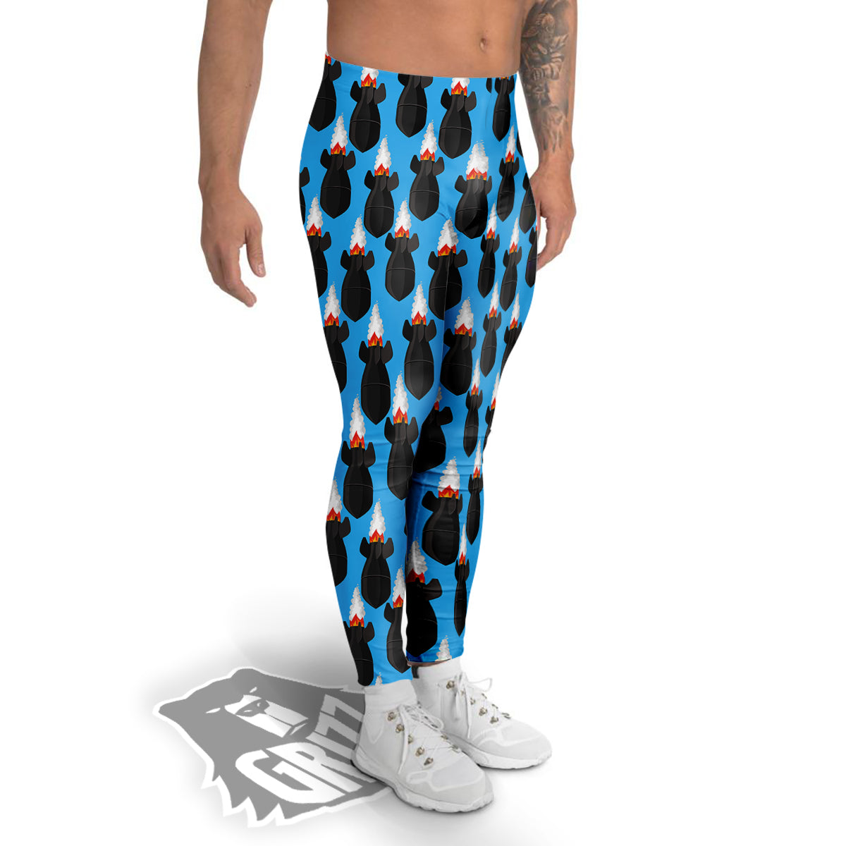 Fighting Rocket Air Bomb Print Pattern Men's Leggings-grizzshop
