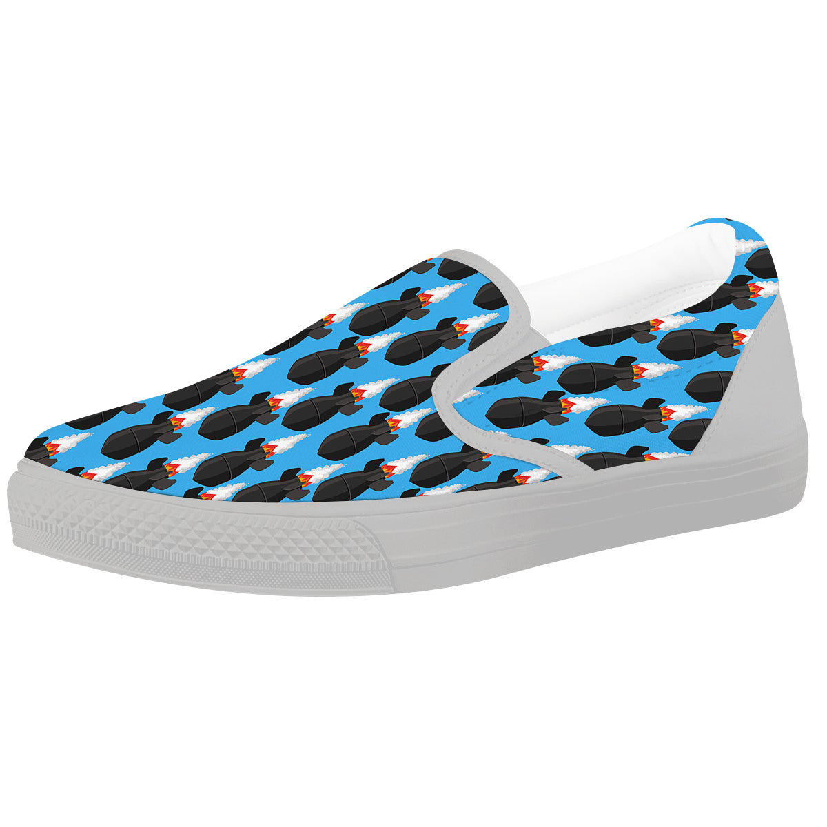 Fighting Rocket Air Bomb Print Pattern White Slip On Shoes-grizzshop