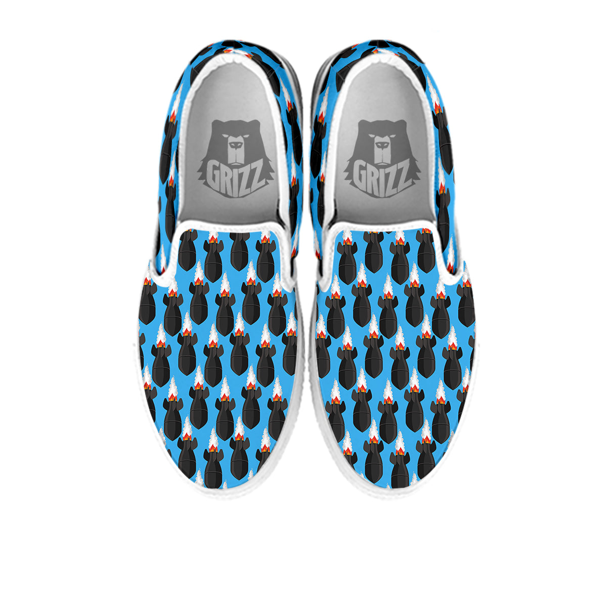 Fighting Rocket Air Bomb Print Pattern White Slip On Shoes-grizzshop