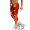 Fire Astronaut Print Men's Leggings-grizzshop