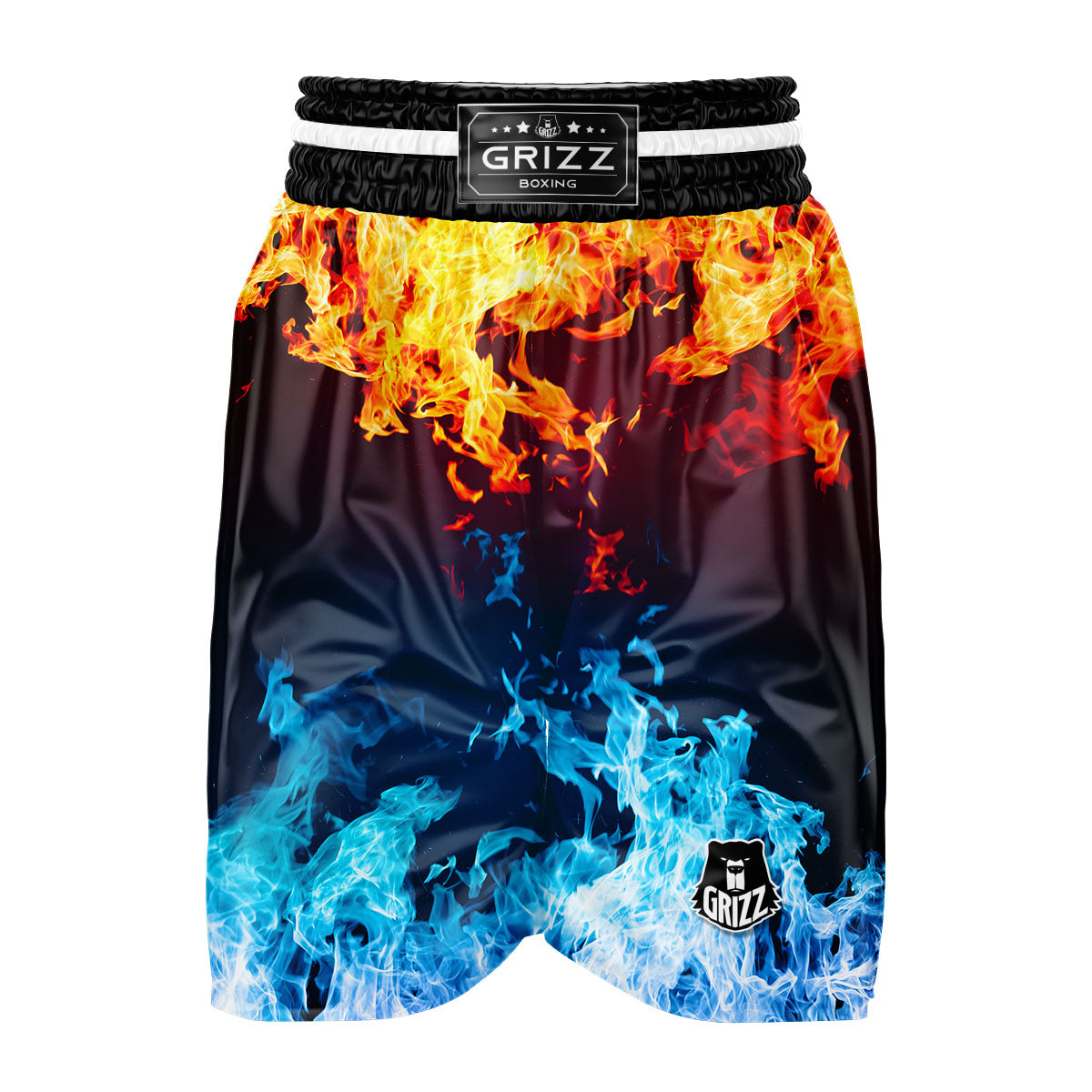 Fire Blue And Red Print Boxing Shorts-grizzshop