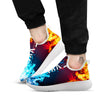 Fire Blue And Red Print White Athletic Shoes-grizzshop