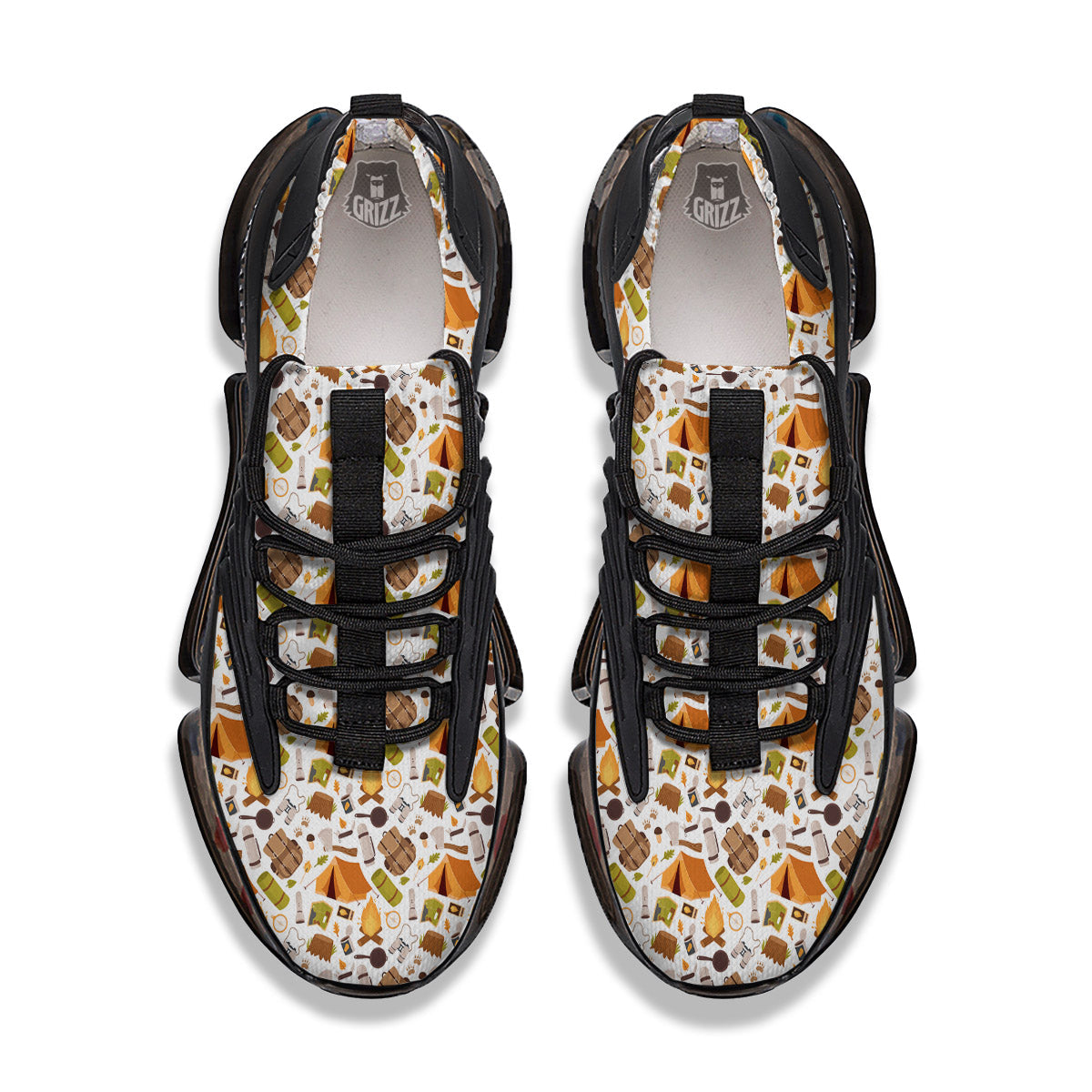 Fire Camping Print Pattern Black Gym Shoes-grizzshop