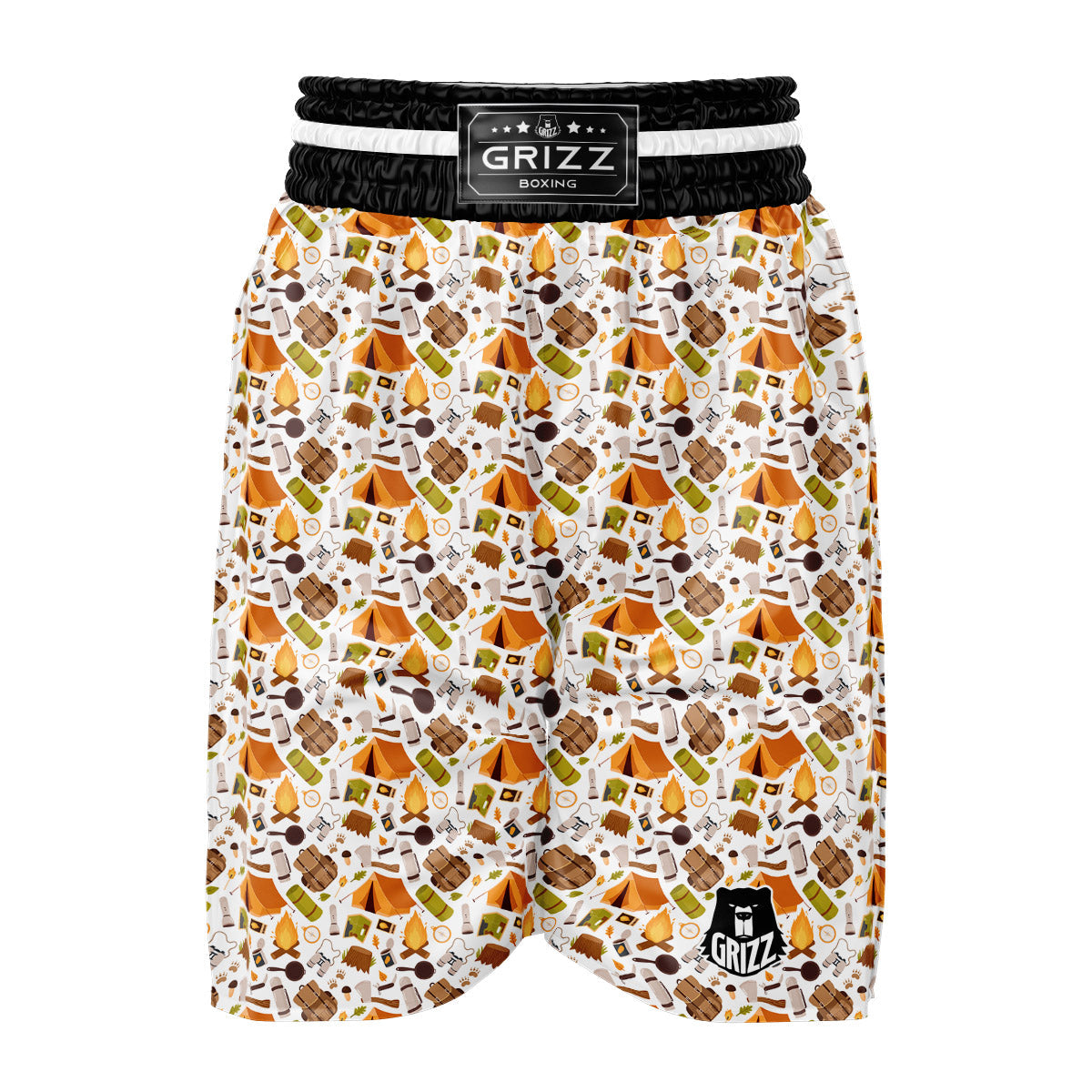 Fire Camping Print Pattern Boxing Shorts-grizzshop