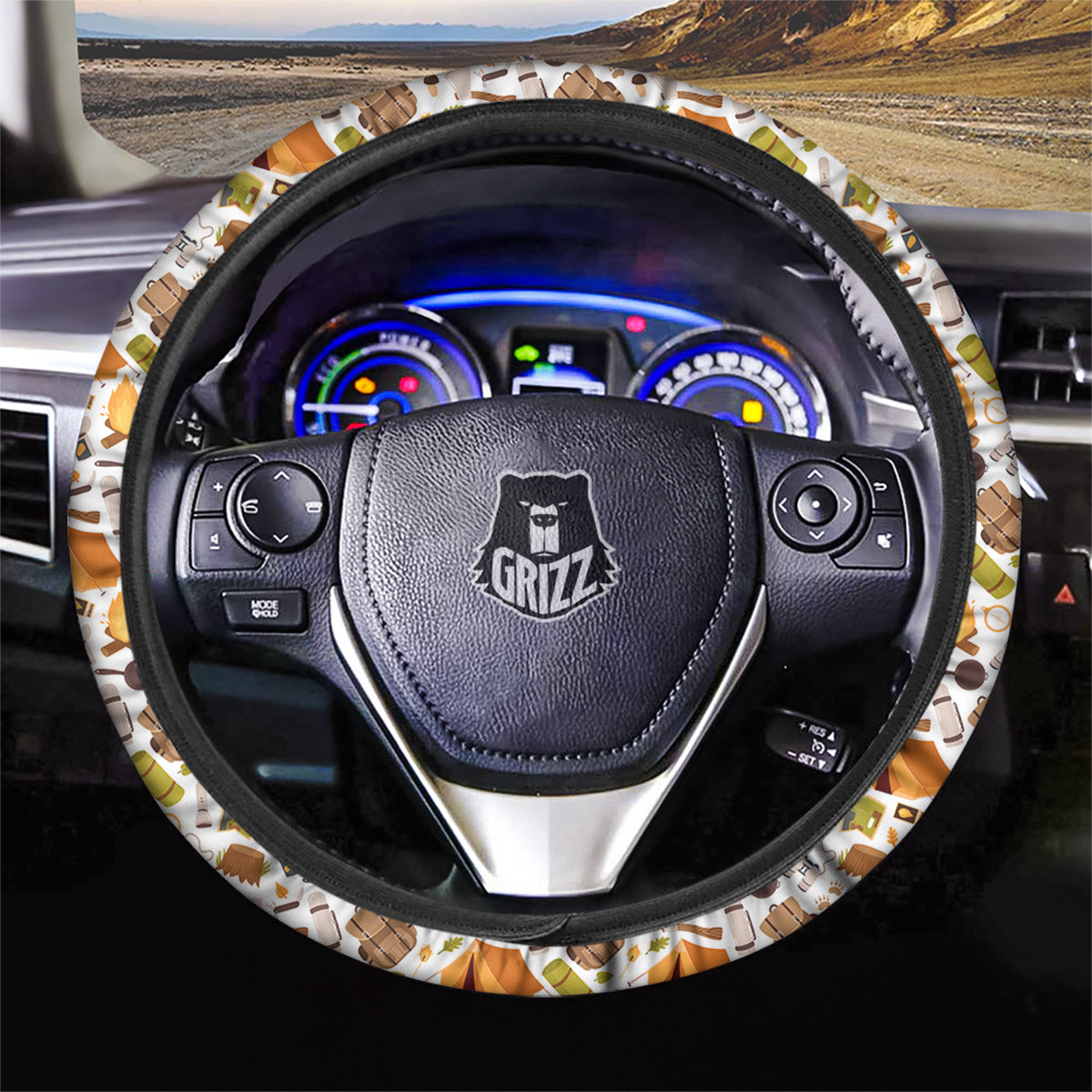 Fire Camping Print Pattern Car Steering Wheel Cover-grizzshop