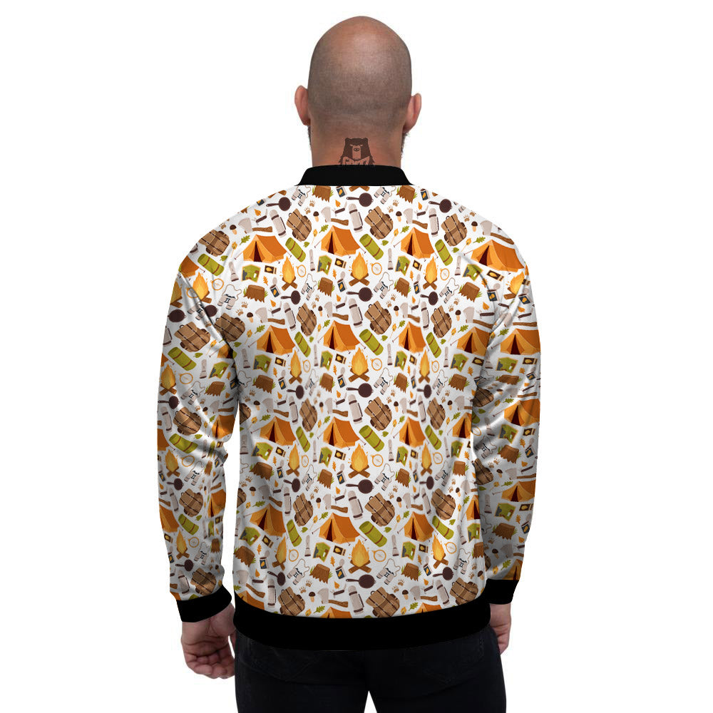 Fire Camping Print Pattern Men's Bomber Jacket-grizzshop