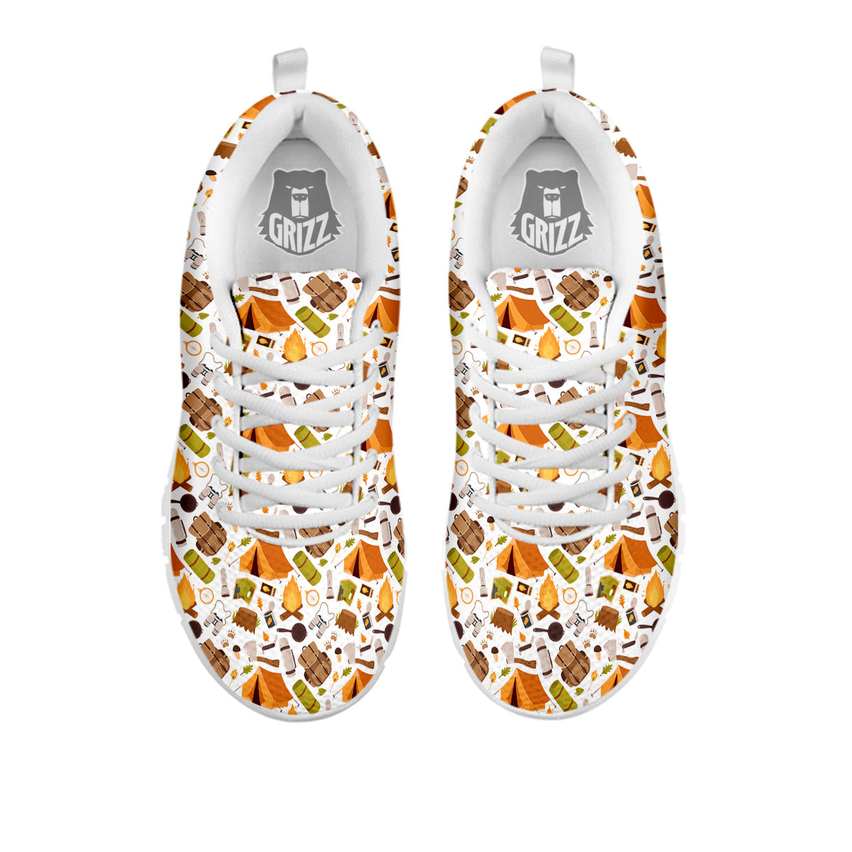 Fire Camping Print Pattern White Sneaker-grizzshop