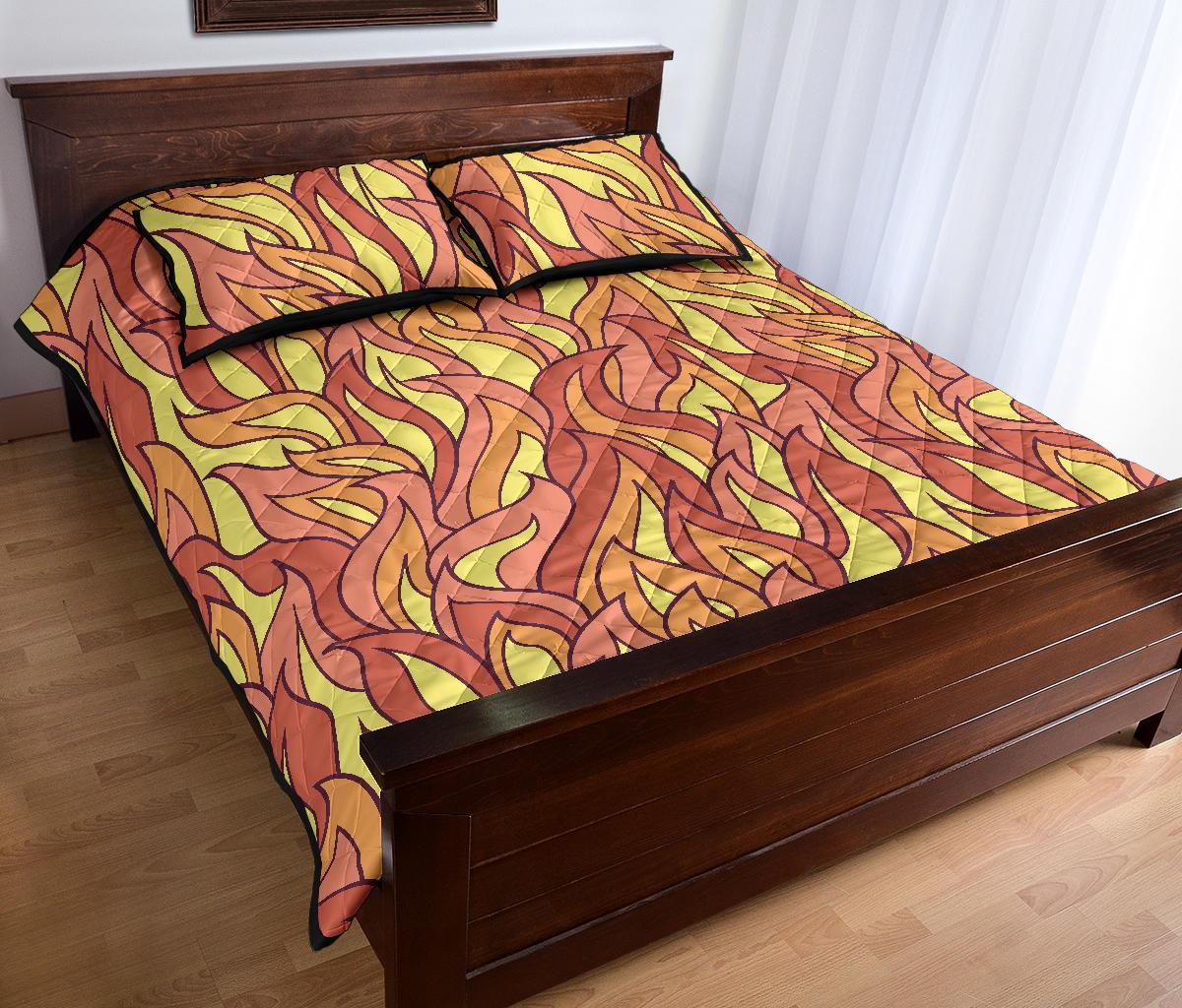 Fire Flame Pattern Print Bed Set Quilt-grizzshop