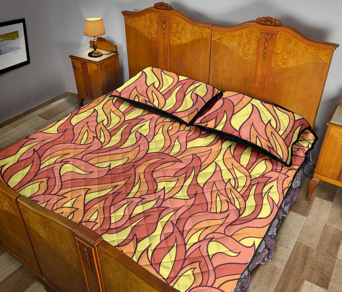 Fire Flame Pattern Print Bed Set Quilt-grizzshop