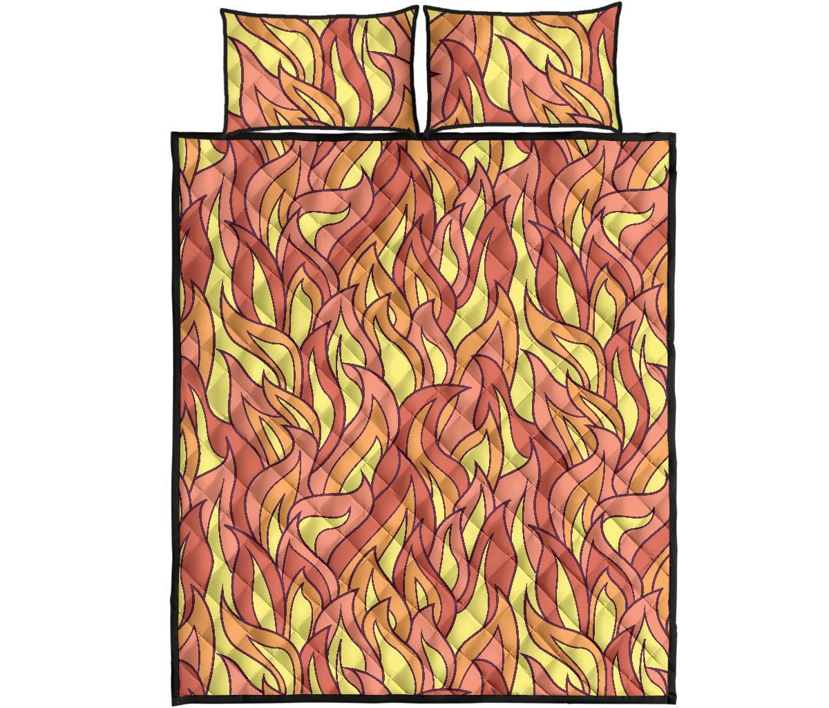 Fire Flame Pattern Print Bed Set Quilt-grizzshop