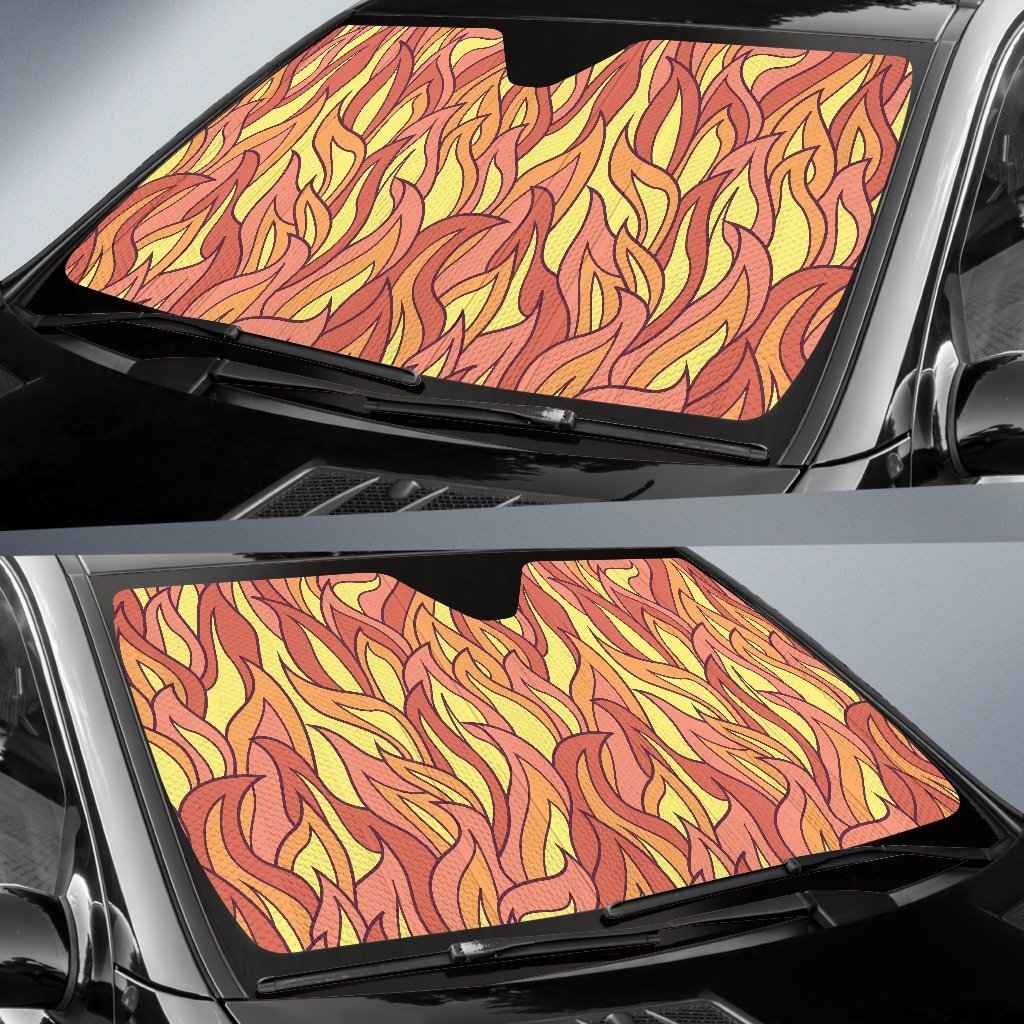 Fire Flame Pattern Print Car Sun Shade-grizzshop