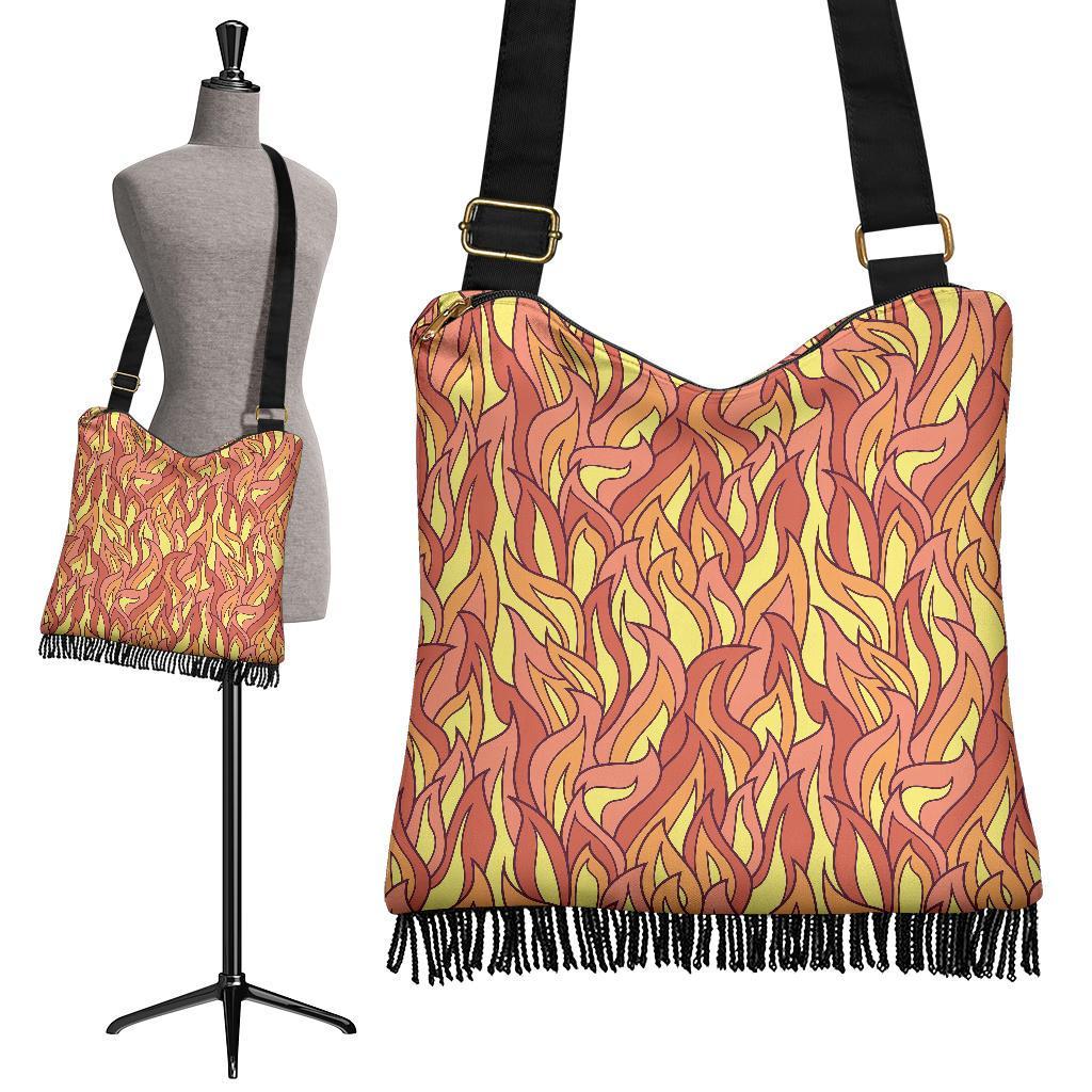 Fire Flame Pattern Print Crossbody bags-grizzshop