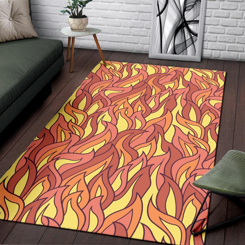 Fire Flame Pattern Print Floor Mat-grizzshop