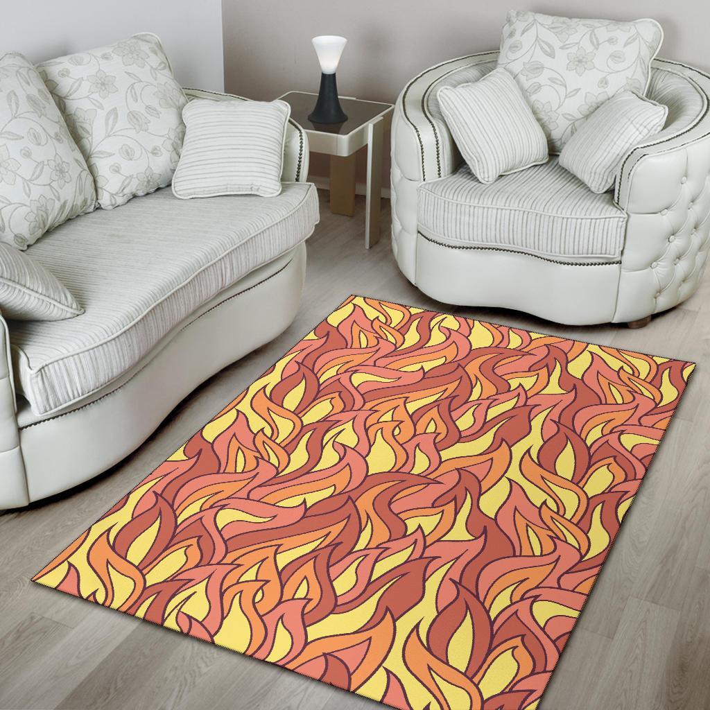 Fire Flame Pattern Print Floor Mat-grizzshop