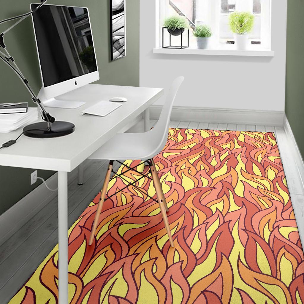 Fire Flame Pattern Print Floor Mat-grizzshop