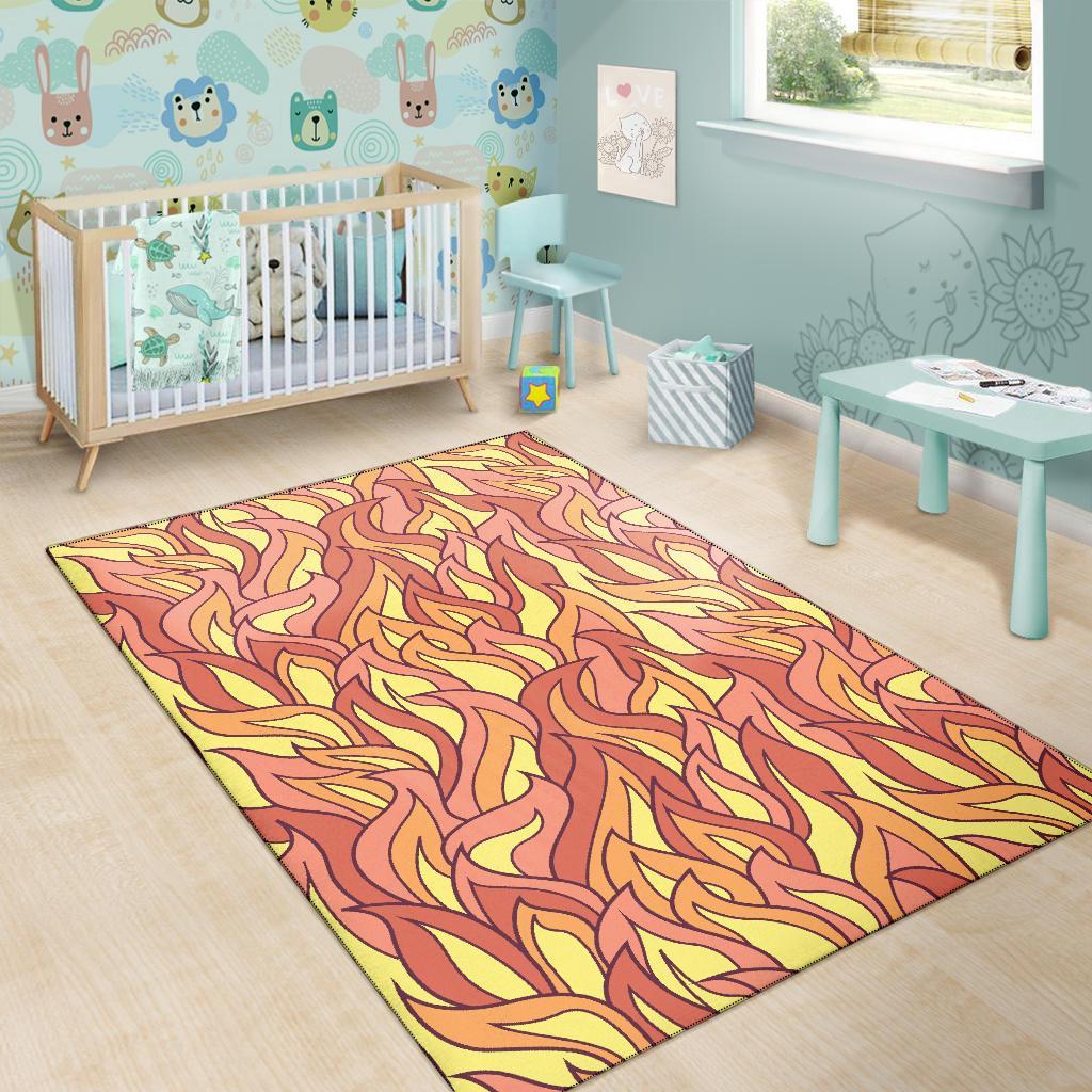 Fire Flame Pattern Print Floor Mat-grizzshop