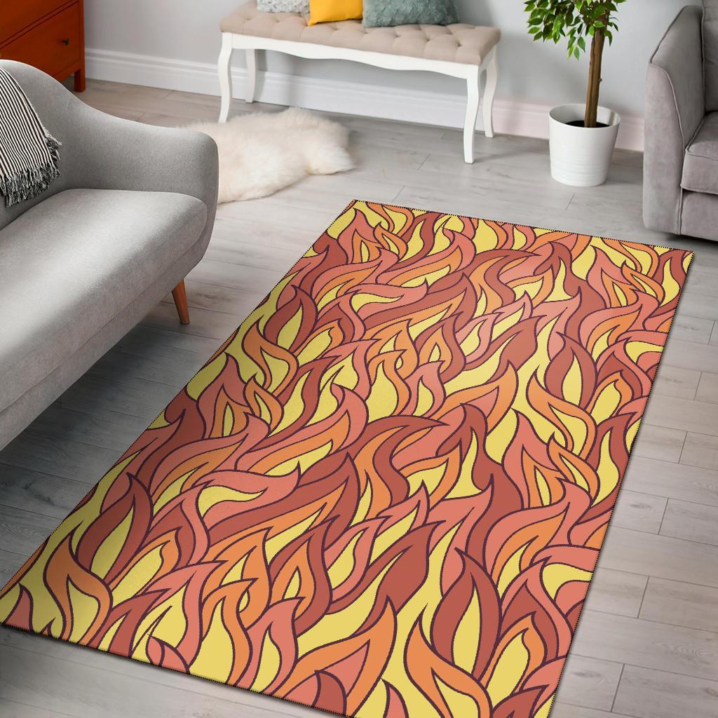 Fire Flame Pattern Print Floor Mat-grizzshop