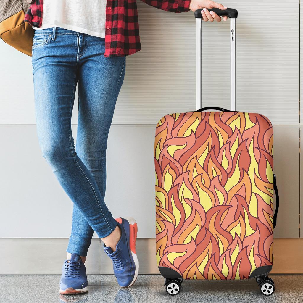 Fire Flame Pattern Print Luggage Cover Protector-grizzshop