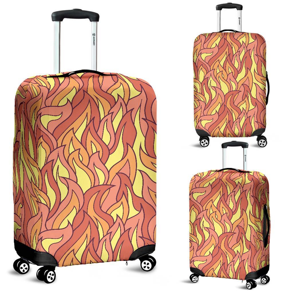 Fire Flame Pattern Print Luggage Cover Protector-grizzshop