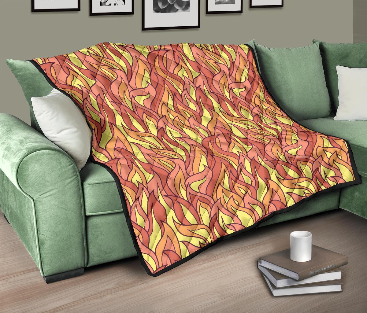 Fire Flame Pattern Print Quilt-grizzshop